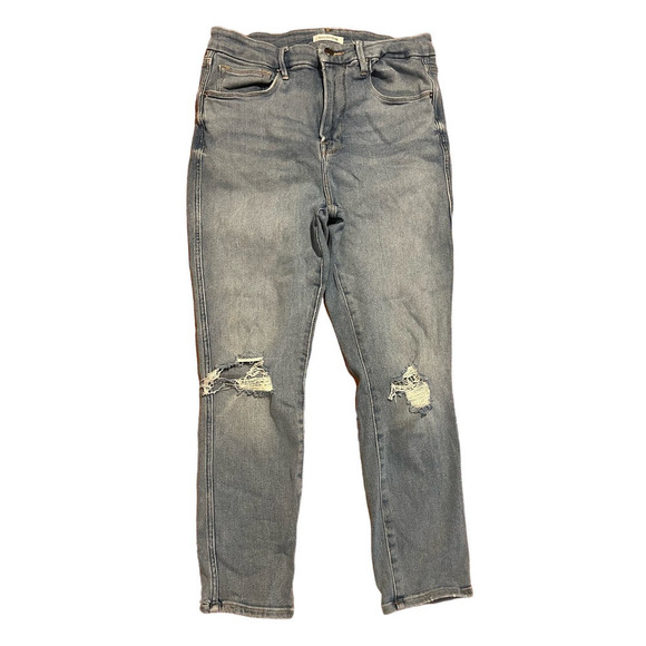 Good American Denim - Good American Good Curve Crop Straight Leg High Rise Denim Jeans Size 12 / 31